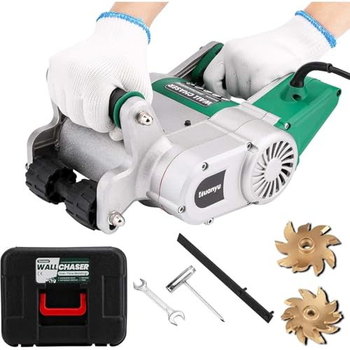 CUTANGELAR Scanalatrice A Muro Con Profondità Regolabile Con Potenza 1100 W, Offre Un Controllo Preciso Della Profondità Della Scanalatura Per Applicazioni Di Taglio E Intaglio Del(Green)