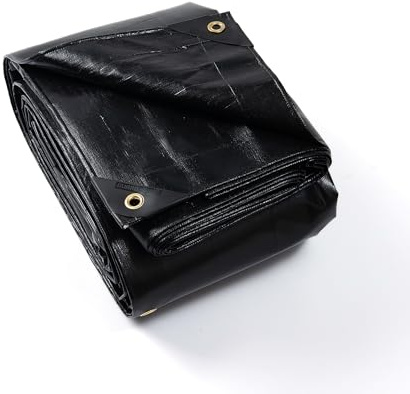 GUARD SHIELD Abdeckplane Wasserdicht mit Ösen 2m x 2m Schwarz Extreme Schwerlast Multifunktionale Polyester-Plane 300g/㎡ Reißfest, UV-stabilisiert, Reißfest Beidseitig Beschichtet
