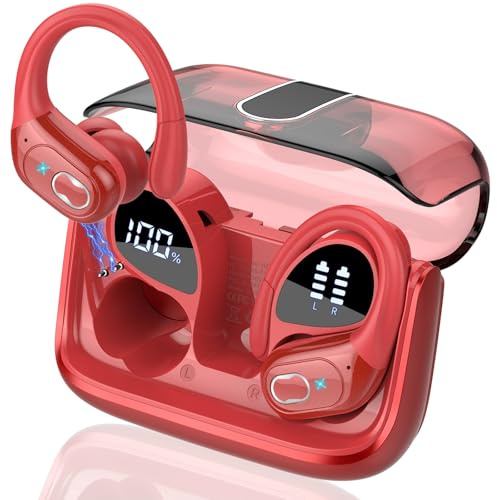 AI Auriculares Traductor en Tiempo Real(2026), 164 Idiomas y 6 Modos de Traducción, 3 in 1 AI Auriculares Traductor, Bluetooth 5.4 con ENC y App con para Viajes/Negocios/Aprendizaje, Rojo Oscuro