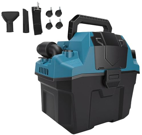 Naroote Aspiradora Inalámbrica, Aspiradora Portátil con Batería para Seco y Húmedo con Motor Sin Escobillas y Filtro Lavable, Diseño Que Ahorra Espacio, para Garaje, Taller, Coche