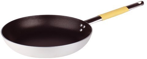 Pentole Agnelli Linea Cookware System Padella Svasata Bassa con Manico Tubolare Inox Cool, Diametro 40 cm, Pollame, Argento/Giallo