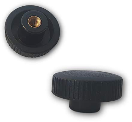 2 St. Rändelmuttern/Handräder, Griff 40 mm mit Messingbuchse