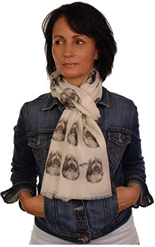 Skäggig Collie-halsduk med hundar för hand tryckt i Storbritannien - Bearded Collie-gåvor för kvinnor