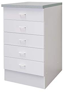 Flex-Well Küchenschrank Bochum | Schubladen-Unterschrank | 5 Schubladen | Breite 50 cm | Weiß