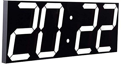 CHKOSDA Reloj LED Digital de Pared Grande con Pantalla LED de 18 Pulgadas, Cuenta atrás con 8 Niveles de Brillo Ajustables, indicador de 12/24 Horas, indicador de Temperatura y Calendario (Blanco)