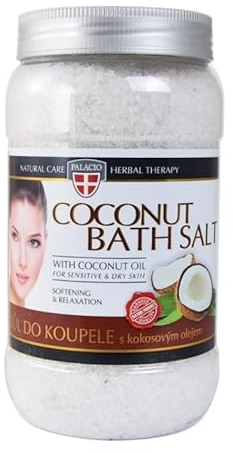Palacio Sales de baño relajantes y suavizantes con coco para pieles sensibles y secas, sin aceite mineral, parabenos ni silicona, 1,2 kg