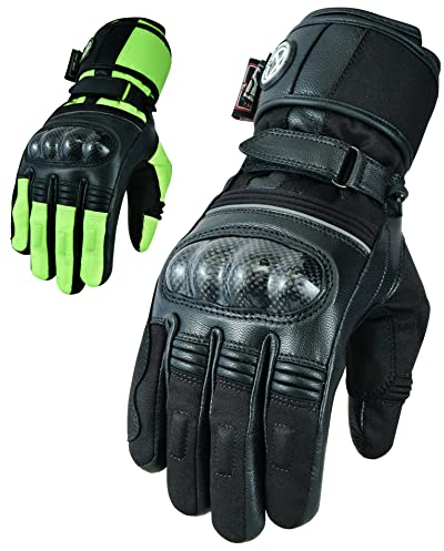 Texpeed Motorradhandschuhe Damen Winter wasserdicht - Biker warm handschuhe mit protektoren - Schwarz - M
