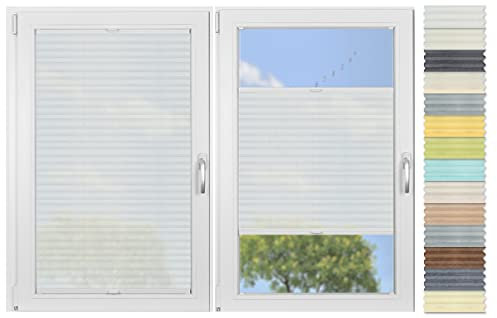 EFIXS Plissee Crush auf Maß, Breite bis 120 cm, Höhe bis 220 cm, Hier: Breite bis 050 cm, Höhe bis 220 cm, Typ: Crush, Stofffarbe: Weiss (C 100), Modell: COVS2, Maßanfertigung