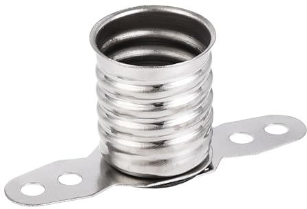 sourcing map 20 Stück E10 Lampenfassung 28x13mm DC 30V 2 Stifte Lampenfassung Schraubsockel mit Montageplatte Vernickeltes Kupfer