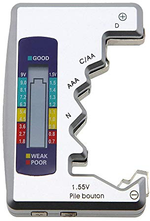 Treki Comprobador de Batería Digital LCD Probador de Capacidad de Batería de Pantalla Portátil Medidor de Voltaje de Pilas de Botón AA, AAA, C, D, N, 9V, 1.5V Universal