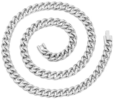 Philip Jones Herr 9 mm rostfritt stål pansarkedja halsband 45 cm 50 cm 55 cm 61 cm, 20 Inch, Rostfritt stål, Ingen ädelsten