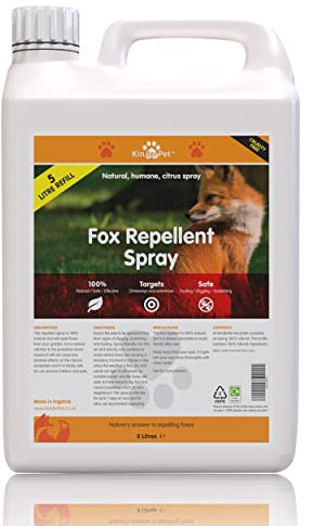 KinderPet Fox Repellent Big Value 5L Refill Anti Fox Fouling Natural Humane Citrus Spray Fox Deterrent Stop Foxes in Garden Fouling Digging Scratching