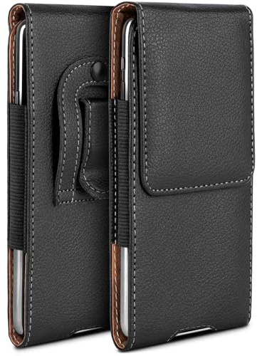 moex Plug Case für CAT S61 Hülle mit Gürtelclip, Handy Gürteltasche PU Leder, Handyhülle zum Einstecken, Lederhülle Gürtel Schutzhülle Einsteckhülle Etui, Schwarz
