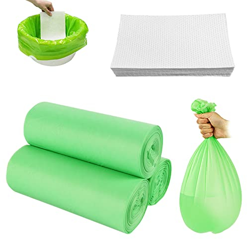 90 Piezas Bolsas de Basura Desechables para Silla de Inodoro, Bolsas HigiéNicas con 60 Almohadillas Absorbentes, Bolsas de Inodoro PortáTiles