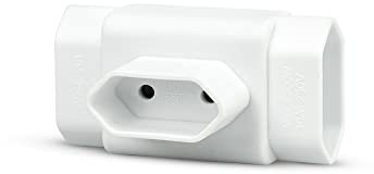 Garza - Adattatore per presa tripla anteriore con presa di terra, 3 prese Europlug, tipo C, protezione per bambini, bianco
