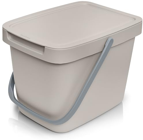 YourCasa Biomülleimer Küche 6L Komposteimer Küche für alltäglichen Biomüll Behälter - Kompostbehälter mit Deckel zum einhängen Bio Eimer Mülleimer Müll Geruchsdicht Bio Mülleimer Küche klein (Beige)