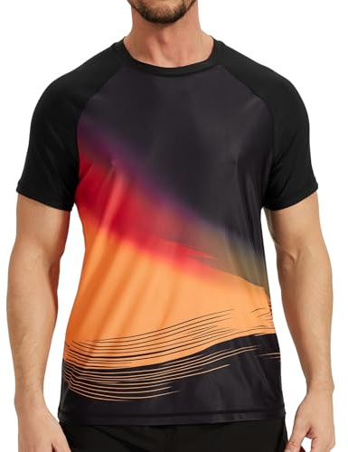 UV Shirt Herren UPF 50+ Schwimmshirt Badeshirt Rash Guard Kurzarm, Schnelltrocknend Lockere Passform, Wasser Surfen Strandshirts