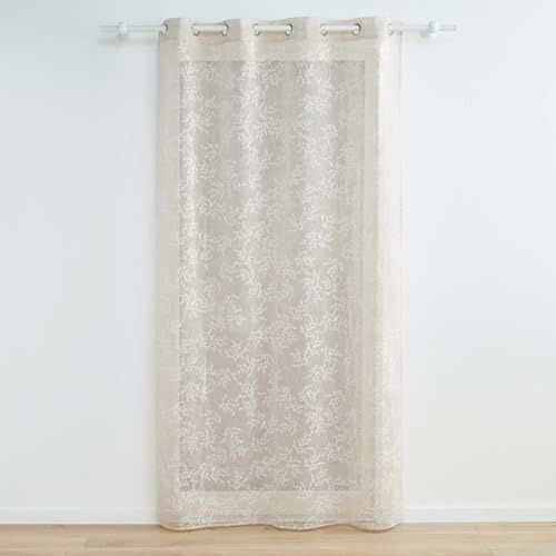 Douceur d'Intérieur, tenda trasparente con occhielli (140 x 240 cm) Karla, tortora, tulle operato applicato