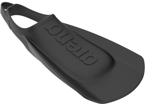 Arena Pinne unisex per adulti, comode e leggere, per allenamento di nuoto, per uomini e donne, in silicone, a lama corta, design con tacco aperto, nero, 4,5-5,5