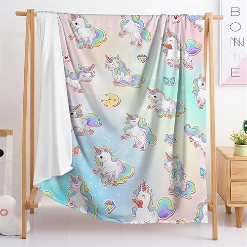 Manta Unicornio De Colores Cubre Sofa Mantas para Cama De Franela,Cobijas De Invierno Extra Suave,Manta Polar,Mantas para Sofa,Plaid Sofa（150X200Cm）
