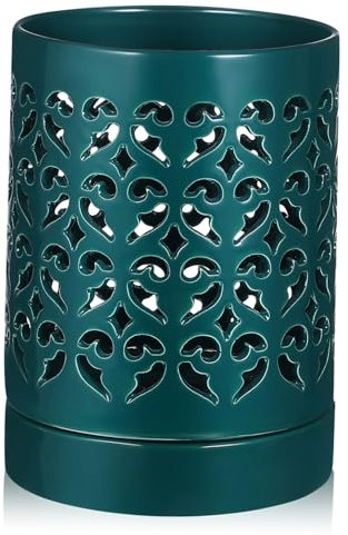 Happyyami Pot à Orchidées Céramique avec Saucière Conteneur Drainant pour Plantes Intérieur Pot Cylindrique pour Orchidées Design Aéré avec Orifices De Drainage
