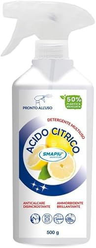 Acido citrico puro spray pronto all'uso detergente multiuso anticalcare disincrostante ammorbidente brillantante 500 ml