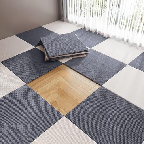 Teppichfliesen Selbstklebend Teppichfliesen für Zuhause, 50,8 cm, Selbstklebende Teppichfliesen für Glatte Böden, abziehen und aufkleben, kältebeständig, waschbare Matten, 15 Stück (grau), grau