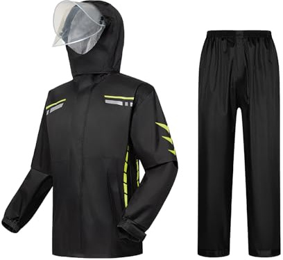Ynport Crefreak Herren Regenanzug Wasserdichter Anzug Outdoor Regenjacke mit Kapuze Arbeitskleidung Regenjacke und Hosenset Winddichte Regenjacke mit Kapuze Atmungsaktive Regenbekleidung