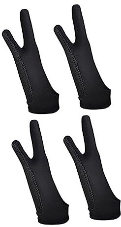 LALAFINA 2 Pairs Two-Finger Drawing Gloves for Artists Black Sweatproof Anti-mistouch Sketch Gloves for Paper and Tablet Digital Drawing