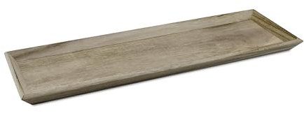 Vassoio decorativo in legno rettangolare grande – 57 x 19 cm – Vassoio per candele naturale con bordo obliquo – Tavolo decorativo per servire candele Natale