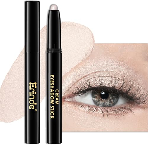 Erinde Pearl Glitzer Lidschatten Stift, Glitter Eyeshadow Stick Wasserfest & Langanhaltend, Creme Shimmer Crayon Eyeliner, Metallic Shimmer Augen Makeup Pen #06 Oyster Shimmer