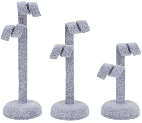 SUNNYCLUE 3 pz 3 misure Espositore per Orecchini In Velluto A T con Supporto per Gioielli Grigio CHISaro Rivestito In Legno A Forma di T Espositore Porta Orecchini Organizzatore per La Vendita Organiz