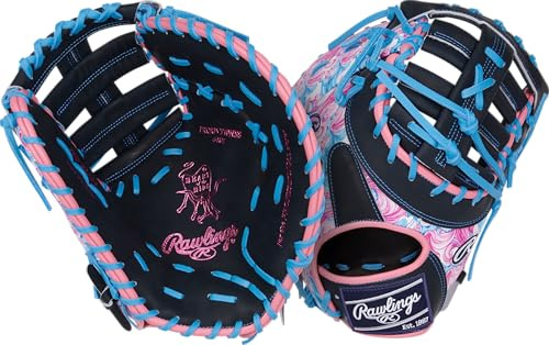 Rawlings Herren Baseballhandschuh Heart of The Hide | Limited Edition ColorSync Series | 2025 | Mehrere Stile, Navy/Columbia/Waves | Einzelpfosten Doppelstegnetz, 13 | First Base
