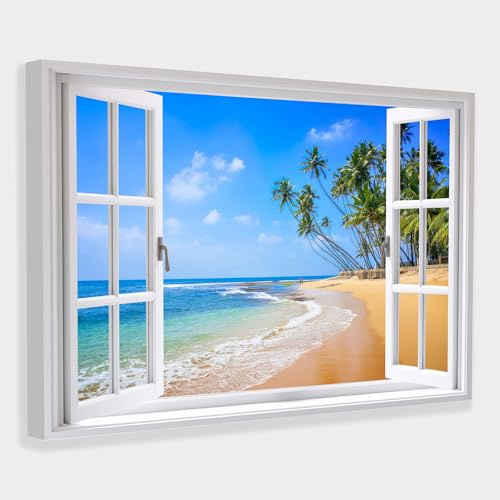 Star Online Living Room Home Decor Breeze Beach View 3D Window Effect Canvas Wall Art Picture Print (Breeze Beach Days)