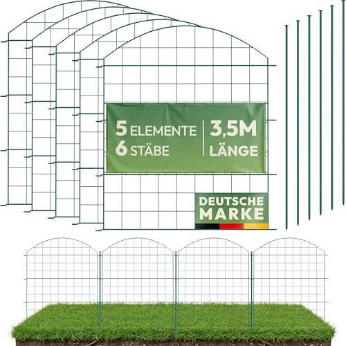 LAINFELD Juego completo de valla para estanque, 5 elementos de vallas de metal con postes, valla de piscina para niños, valla de jardín para enchufar flexible