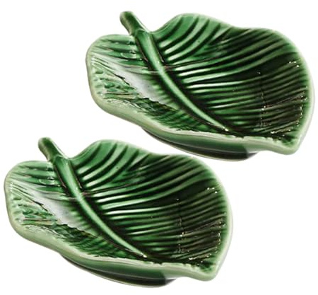 ABOOFAN 2pièces Plat à Bijoux Forme De Plateau De Céramique Organisateur De Bijoux Assiette De Rangement Décoratif Pour Maison