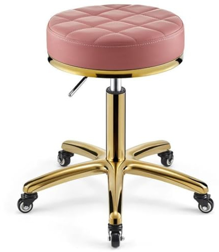 Taburete hidráulico rodante con asiento giratorio, altura ajustable y resistente para uso en salón, oficina y cocina