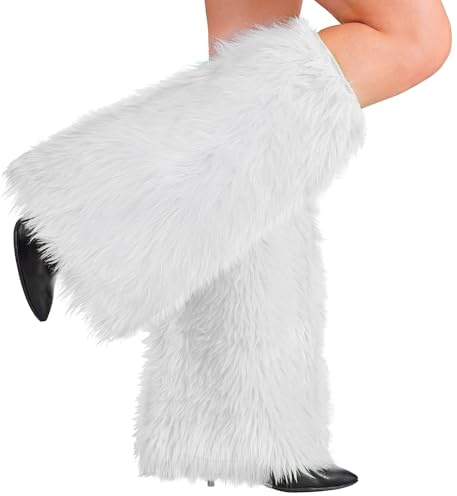 TrendandStylez Plüsch Beinstulpen in 9 Farben – Flauschige Beinwärmer Stulpen für Damen, Kostüm Zubehör für Karneval, Fasching, 80er 90er Jahre Party, Rave & Festival Outfits