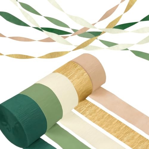 Bangbobi 5 Rollos de Papel crepé decoración Fiesta para Deco Boda | Decoración Boda Decoración Fiesta Cinta crepé Verde Salvia decoración Boda