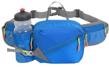 Höftväska med vattenflaskhållare – 280 G Outdoor-workout midjeväska | Drickbälte | vandringsförvaringsbälte för kvinnor och män, vandrare, campare, fiskare, resenärer, daglig väg till, Himmelsblå