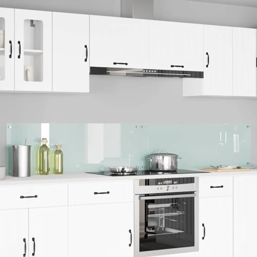 LoogCape köksvägg 2 stycken vita 120 x 40 cm härdat glas värmebeständigt diskmaskinssäkert för moderna kök, skydd mot stänk och värmeskador, enkel montering