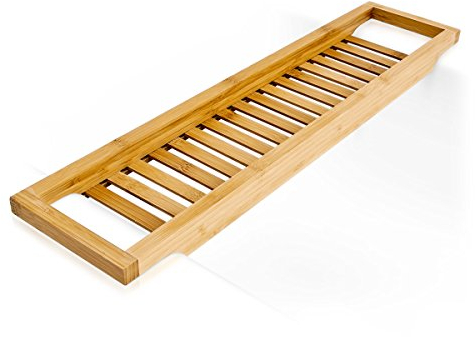 Bamboo Bath Shelf 64 x 15 cm Bath Bridge Bath Attachment Bath Shelf Bamboo Wood Bath Shelf Brown
