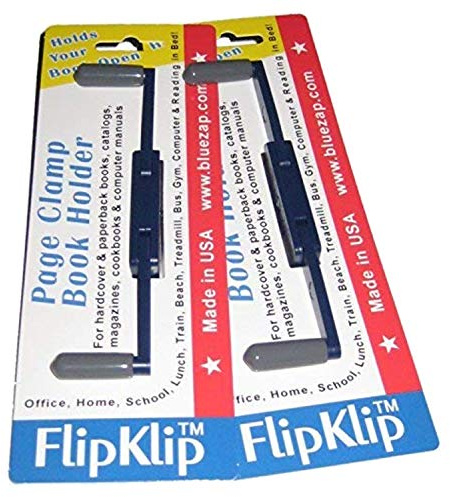 FlipKlip Portable Book Page Holder for Hands Free Reading in Bed, on The Go, on The Treadmill & Exercise Bike - Works on Hardcovers, Paperbacks, Magazines, and Comic, Art, Piano and Recipe Books