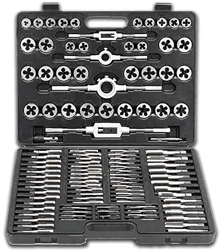 Froadp Gewindeschneid Satz mit Kunststoff Koffer Gewindeschneider aus Sthal Grobgewinde Schneider Bohrer Werkzeuge Feingewinde Gewindebohrer Set Metrisch M2-M18 Doppel Gewindeschablone(110 teilig)