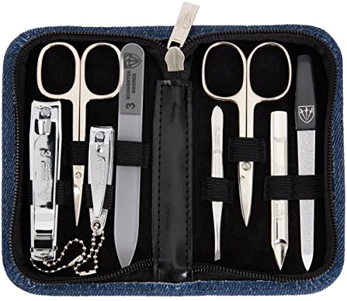 Tres Espadas - Set para el cuidado de las uñas ´Salamanca` de viaje con estuche para manicura y pedicura con lima de uñas de vidrio - Calidad de marca by 3 Swords (7711)