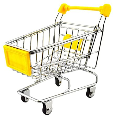 SM SunniMix Mini Supermarket Wheelbarrow Shopping Cart Basket Trolley Children Toy - 12 X 8.5 X 11 Cm - Yellow, 12 x 8.5 x 11cm