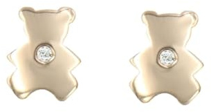Boucles d'Oreilles Ourson - Or Jaune et Diamant - Enfant