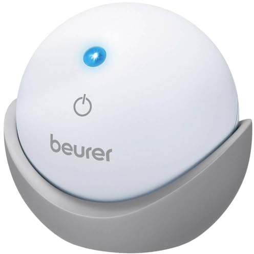 Beurer - Aparato Con Luz SL10 para Conciliar el Sueño, Proyección de Luz en el Techo, 2 Técnicas de Respiración Ajustables, Luz Roja o Luz Azul, Botón Táctil, Encendido o Apagado, Color Blanco