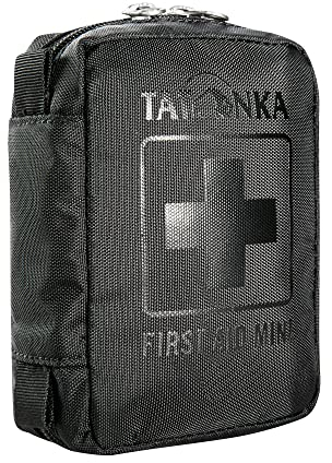 Tatonka First Aid Mini - Erste Hilfe Set mit Inhalt (u. a. mit Zeckenzange) - Für Outdoor, Wandern, Fahrradfahren etc. - Maße: 10 x 7 x 4 cm - schwarz