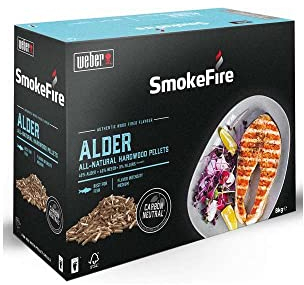 Weber Pellets en bois - Bois d'Aulne (8kg), parfait pour fumer du poisson, 100% de pellets de bois naturel, produit de l'UE, obtenu de manière durable, bois certifié FSC (18290)